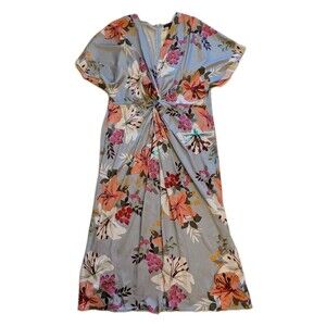 Boston Proper Sz 18 Floral Satin Sequin Kimono Dress Ethereal Feminine Glam